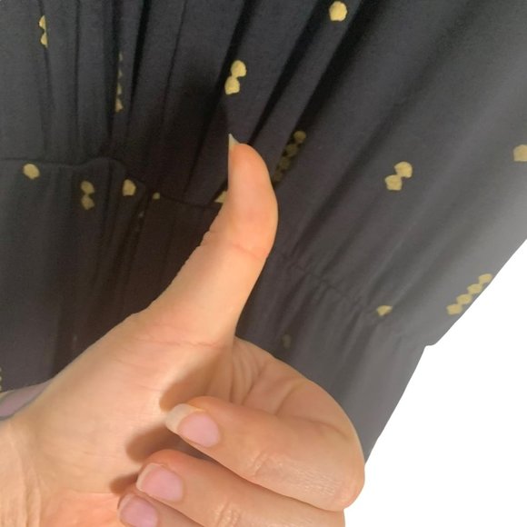 Bel Kazan Black Gold Micro Print Tapered Waist V Neck Dress Small - Picture 12 of 12